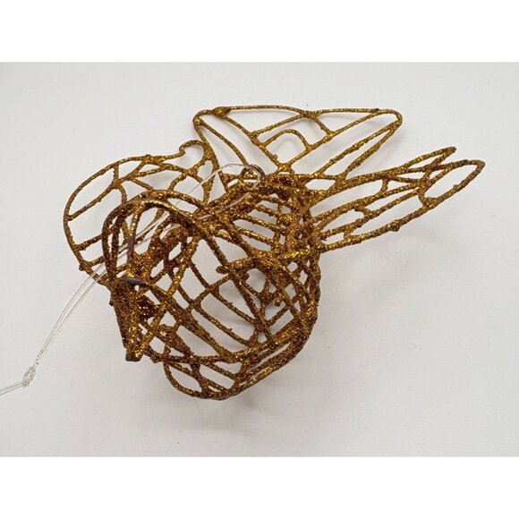 Vintage Gold Glitter Wire Bird Christmas Tree Ornament Ornate Shimmering - Picture 6 of 7